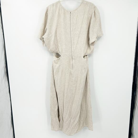 Abercrombie & Fitch Womens Boho Beach Linen Blend Knotted Cutout Midi Dress XLT - Picture 11 of 11